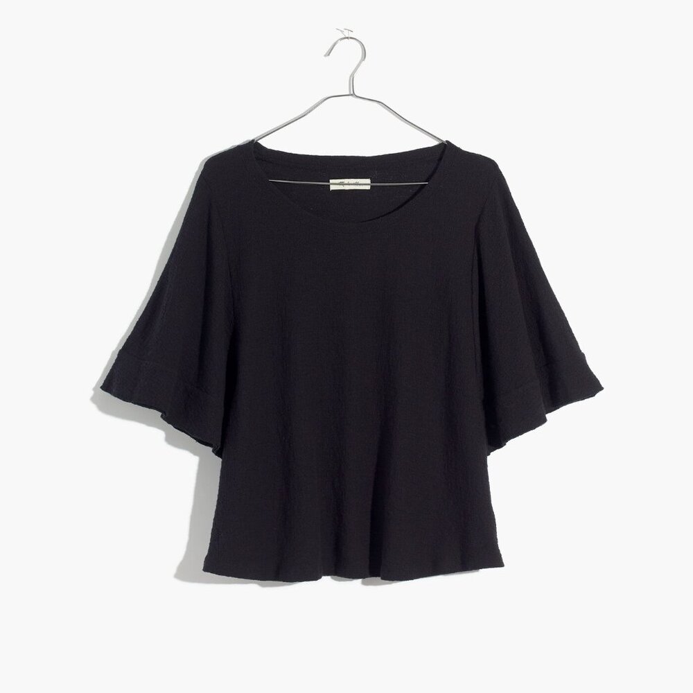 Madewell Texture & Thread Flutter-Sleeve Top (Bla… - image 2